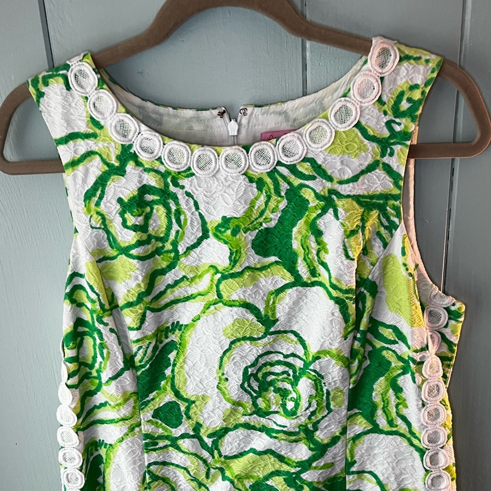 Lilly Pulitzer Mila Green and White Shift: “White Heart”